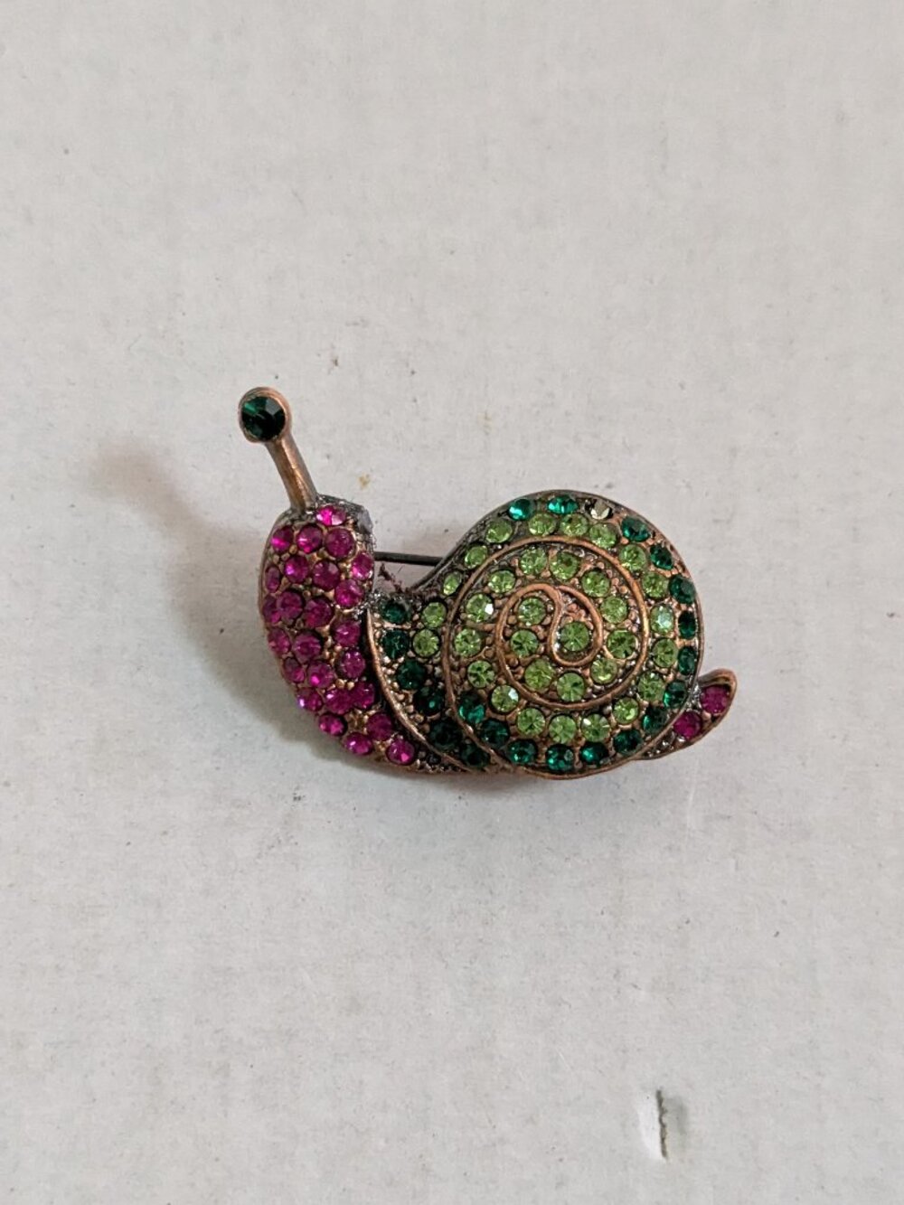 Pave Rhinestone Small Snail Slug Brooch Pin - Picture 3 of 5
